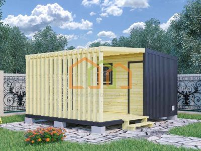 Бытовка для дачи в стиле хай-тек 4,8х4 с верандой